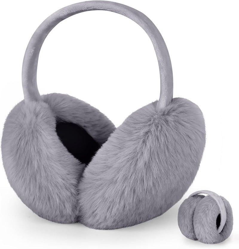 Lainlight Store Earmuffs for Women Winter Warm Foldable Ear Muffs Faux Fur Cute Fuzzy Ear Warmers for Girls Women - Image 1